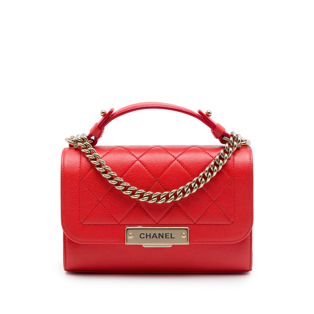 Pre-Loved Chanel Small Quilted Grained Calfskin Label Click Flap